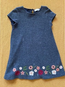 Zara Girls wool gray floral casual to formal dress - size 9/10, 140 - Picture 1 of 5