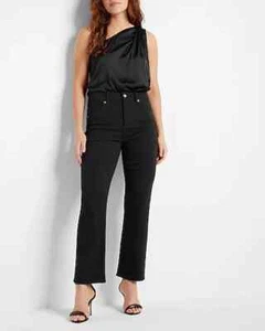 New Express High Waisted Black Straight Ankle Jeans 2S *Retail $80* - Picture 1 of 3
