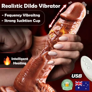 Heating Thrusting Vibrator Realistic G Spot Dildo Stimulator Vibrating Sex Toys - Picture 1 of 26