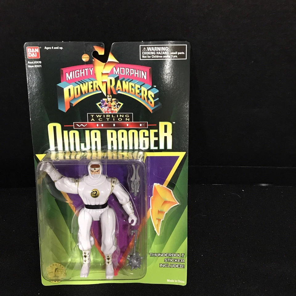 Bandai Mighty Morphin Power Rangers White Ninja Ranger Twirling Action 1995 2471