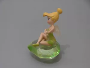 Disney Tinker Bell Figur sitzend auf einem grünen Glas Schmuckschliff Kissen 3,25" - Bild 1 von 10