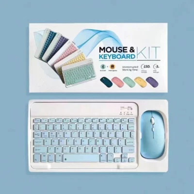 Wireless Bluetooth keyboard mouse Rechargeable Square button for PC ipad Mac - Image 1 of 4