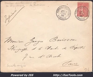 FRANCE N° 129 SUR LETTRE POUR PARIS AVEC CAD VERSAILLES CONGRES DU 17/01/1906 - Picture 1 of 2