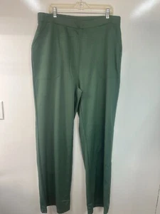 Woman Within Womens Green Pull On Pants Flat Front Slash Pockets Size 22W Tall - Picture 1 of 8