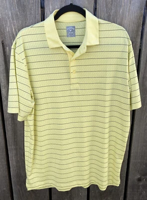Polo de golf para hombre Callaway amarillo a rayas M botón seco poli claro verano sol Foto 1 de 4
