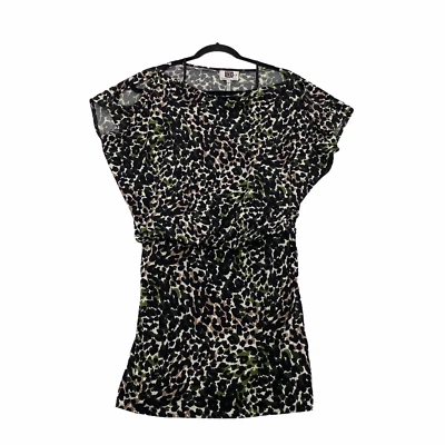 Laundry By Design Blouson Dress Womens 10 Green Leopard Print Career Office Nwt - Image 1 of 4