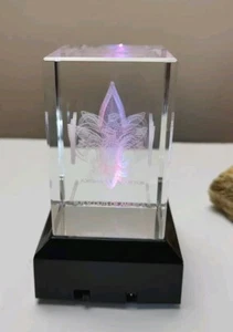 Boy Scouts Of America Hologram Glass Cube Fluer De Le And Eagle With Lighted... - Picture 1 of 12