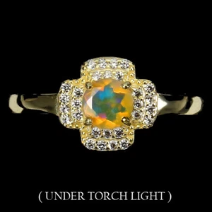 925 Sterling Silver Ring Round Fire Opal 5mm Simulated Cz Gemstone Jewelry 7.5 - Picture 1 of 10