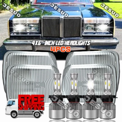 4pcs Fit Chrysler LeBaron 1977-1992 4x6" inch LED Headlights Halo Hi/Lo Beam DOT Foto 1 de 4