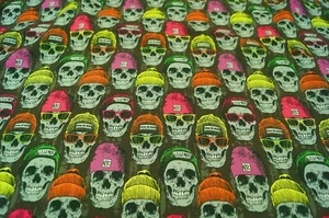 Softshell Print Fabric Modestoffe Outdoorstoffe 50x145 Cmskulls Neon Gray - Bild 1 von 1