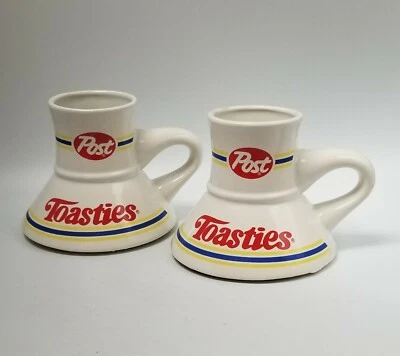 VINTAGE POST TOASTIES MUG CUP TRAVEL CERAMIC NO SPILL COFFEE ADVERTISING Cereal - Image 1 of 4