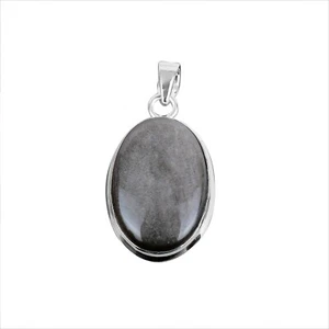 Valentinstag Sale Silber Glanz Obsidian Edelstein Anhänger Schmuck Sterlingsilber. - Bild 1 von 7