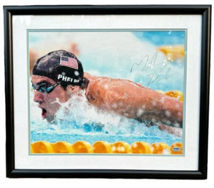 Michael Phelps Signed 26”x22" Framed Matted Picture COA 8/50 - Picture 1 of 6