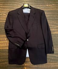 $18000 Brioni Bespoke Made 210'S Dark-Blue Striped Wool 3 Btn Suit