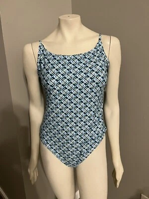 Maiô Old Navy azul geométrico removível copos alças ajustáveis novo com etiquetas tamanho XL - Imagem 1 de 4