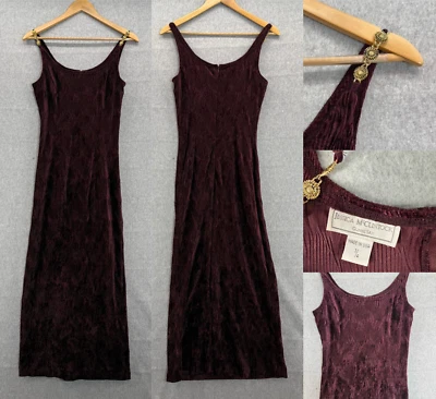 Maxi Vestido Vintage Jessica McClintock Gunne Sax 3/4 Púrpura Terciopelo Tanque Dorado Foto 1 de 4