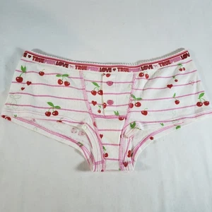 Boxer Victoria's Secret ROSA pantaloncino sfacciato piccolo bianco ciliegia vintage cotone - Foto 1 di 3