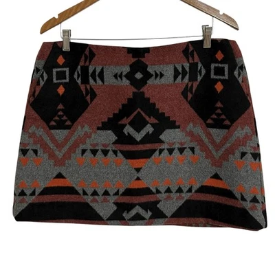 Gap Wool Blend Southwestern Ski Bell Mini Skirt Womens 14 NWT Multicolor Boho - Image 1 of 4