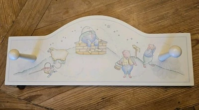 Percha de abrigo vintage MM's Designs 17" madera para vivero pared 2 clavijas gancho  Foto 1 de 4