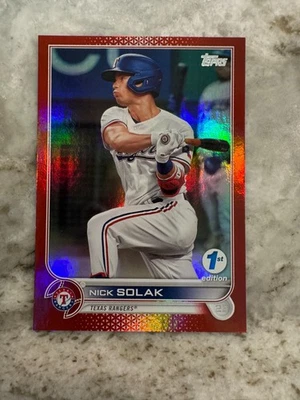 Nick Solak 2022 Topps 1st Edition Red Foil Parallel #25/50 Texas Rangers - Image 1 of 4