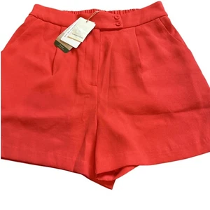 Skies Are Blue Red High Waist Shorts Pleated Front Pockets NEW NWT - Picture 1 of 10