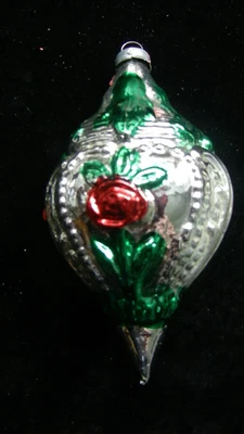 Spitzkugel, bunt  Weihnachten ,alter Christbaumschmuck , Glas ,50er, K3 - Bild 1 von 3