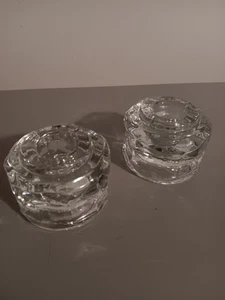 Fostoria Glass Stackable Candle Holders Pair Glass Home Decor Clear - Picture 1 of 7