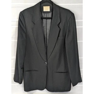 VTG Pendleton Black Linen Blazer Size 10 Tall Longline Wedding Academia Career - Picture 1 of 10