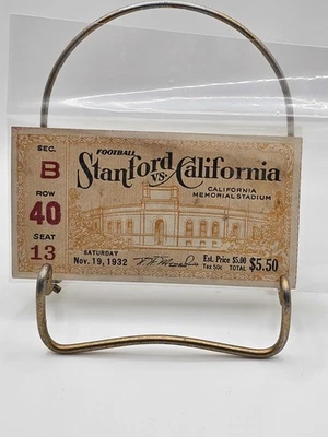 Stanford Vs California Memorial Stadium 1932 Ticket Stub - Image 1 of 2