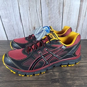Asics Gel Scram Trail Running Shoes Women's Sz 9.5 Black Burgundy Red Yellow NWT - Picture 1 of 9