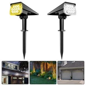 2PCS Solar 20-LED Spotlights Landscape Lights Outdoor Garden Pathway Lamps IP65* - Picture 1 of 51