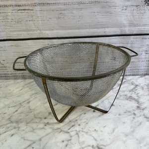 Vintage Metall Drahtgitter Sieb Doppelgriff Stand Alone - Bild 1 von 11