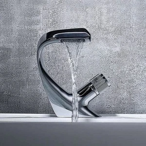 Unique Design Luxury Brass Bath Sink Waterfall Taps Hot and Cold Water Mixer Tap - Picture 1 of 9