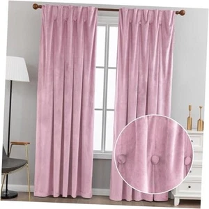 Pink Velvet Curtains 2 Panels, Room Darkening Rod Pocket Insulated Curtains  - Picture 1 of 8