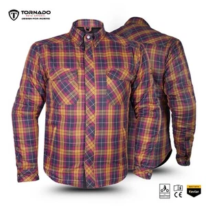Mens Biker Motorcycle Shirt Jacket Made with Kevlar CE Armour - Picture 1 of 11