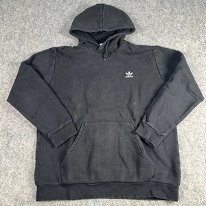 Adidas Hoodie Mens Extra Large Black Trefoil Logo Pullover Kangaroo Pocket XL - Picture 1 of 5