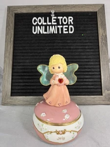 Caja de música piedra de nacimiento Precious Moments "July's Pride" numerada a mano A1159 - Imagen 1 de 6