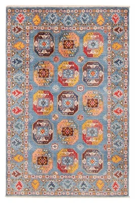 Traditional Hand-Knotted Geometric Area Rug 3'10" x 6'0" Oriental Wool Carpet - Image 1 of 4