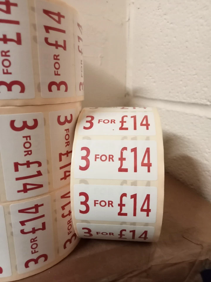 50mm x 25mm  3 for £14 label   16000 in box - Image 1 of 1