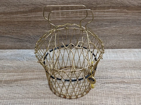 Promo Decor Beziers France Gold Folding Wire French Egg Basket 1960's MCM Cover