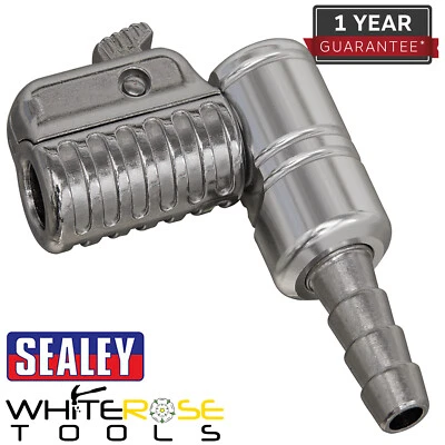 Sealey Tyre Inflator Clip-On Connector 8mm Bore 90° Angled Swivel - Image 1 of 2