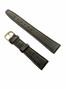 Gents New Old Stock Dark Brown Gold Buckle Soft Leather Watch Strap - 18mm