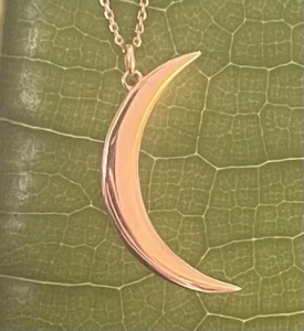 Collar Cadena Rolo Colgante Luna Media Luna Media Luna Oro Amarillo 14K Sólido Real Sin Marca - Imagen 1 de 4