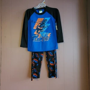 NWT Tuff Guys Boys Size 4 Pajama Set Football Themed - Picture 1 of 8