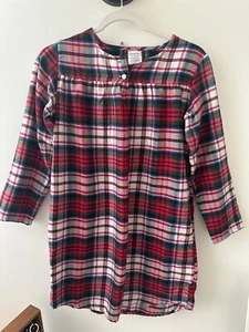 Lands End Girls Red & Green Plaid Nightgown Size 12  100% Polyester - Picture 1 of 3