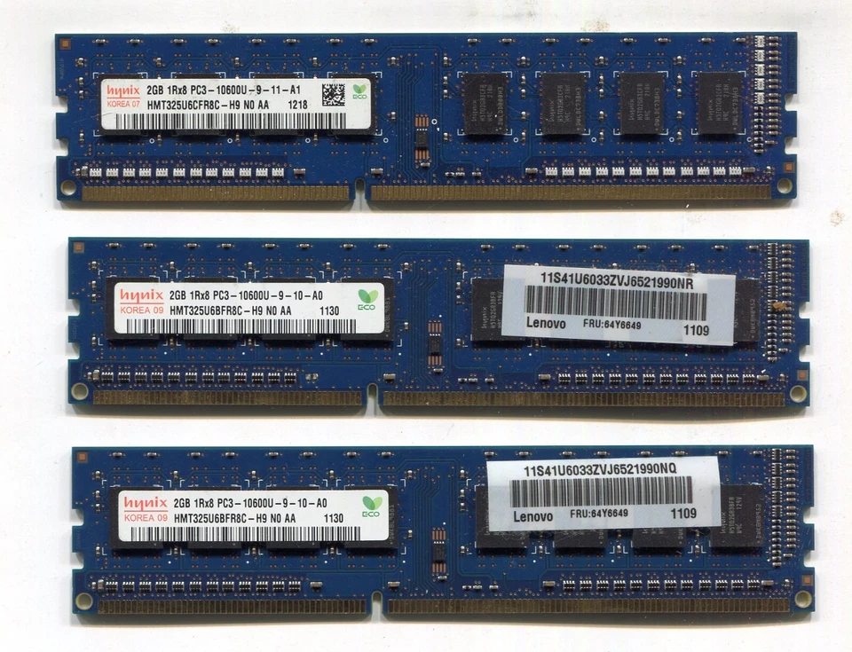 3 x Hynix 8GB (4x2GB) Desktop RAM 1Rx8 PC3-10600U-9-10-A0 / A1 - Image 1 of 1