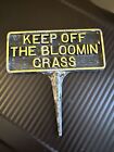Vintage Cast Iron Amish Country Garden Sign-6”x5.75” ‘Keep Off Grass’ Black