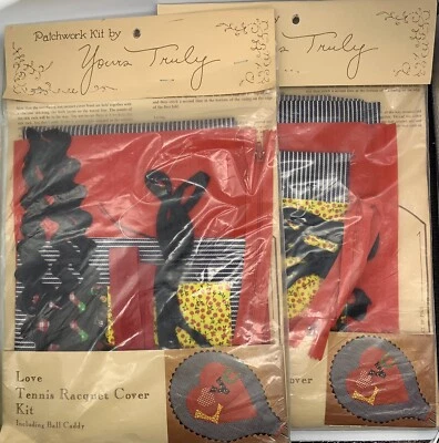 Two 1976 Sewing Kits Tennis Racquet & Ball Caddy LOVE Vintage Craft NOS New - Image 1 of 4