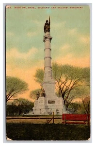 Soldiers and Sailors Monument Boston Massachusetts MA UNP DB Postcard V25 - Picture 1 of 2