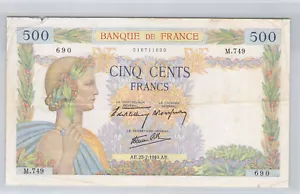 France 500 Francs La Paix 25.7.1940 Pick 95a - Imagen 1 de 2